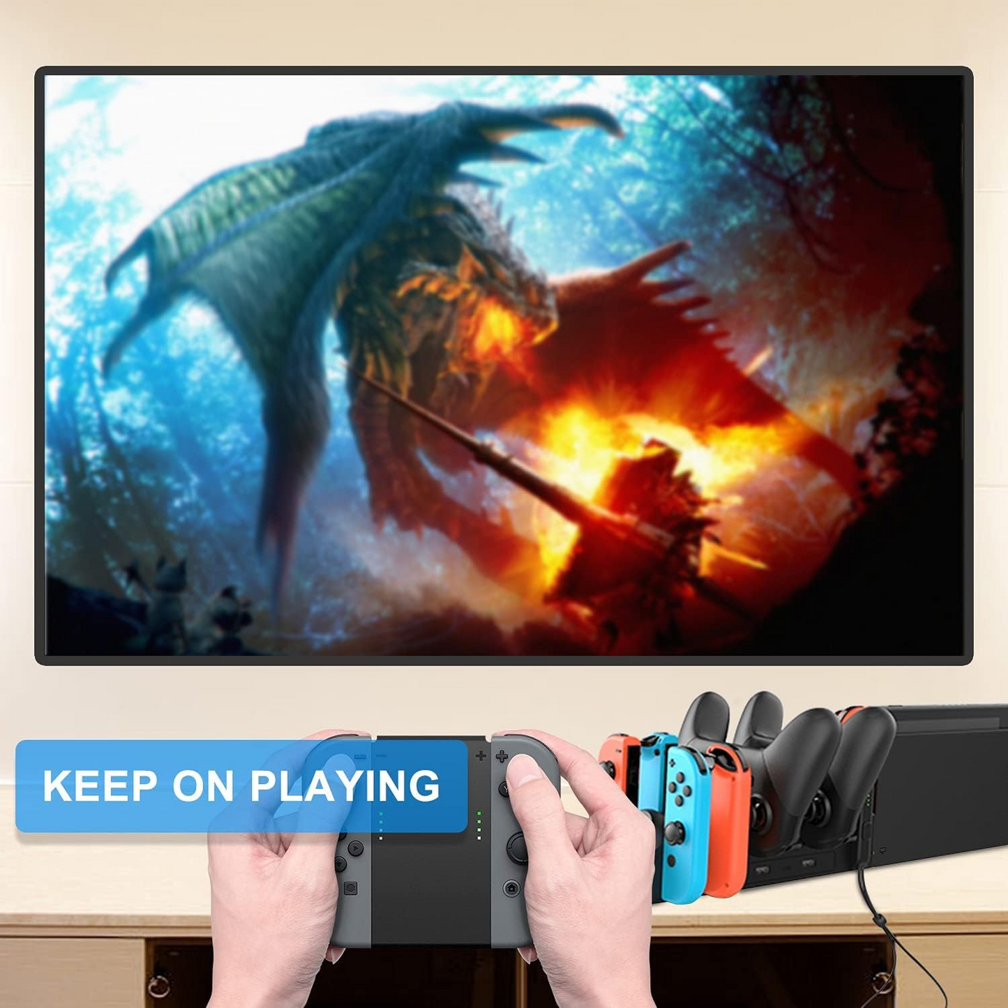 FastSnail Charging Dock Compatible with Nintendo Switch Pro Controllers and for Joy Cons & OLED Model for Joycon,Multifunction Charger Stand for Switch with 2 USB 2.0 Plug and 2.0 Ports