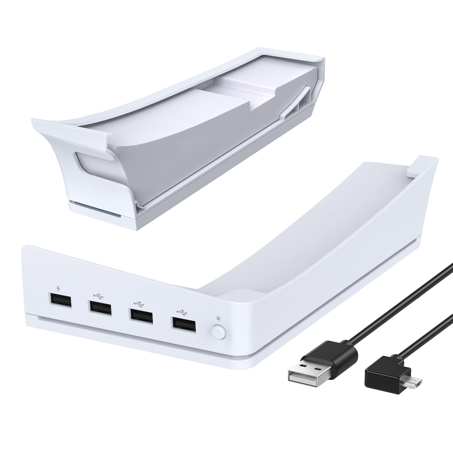 Horizontal Stand with RGB LED Light for New PS5 Slim Pro Console,Stand Holder Accessories with 14 Light Modes and 4-Port USB Ports, Non-Slip Base for Playstation 5 Slim Pro Disc&Digital Edition