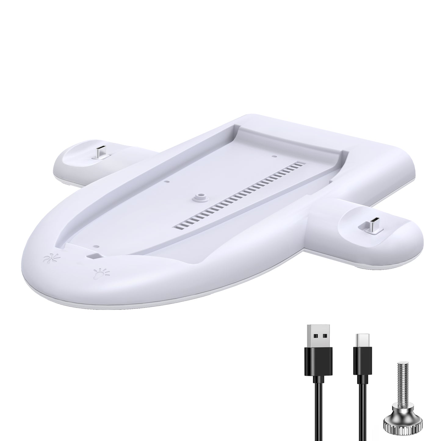 Charging Stand with Cooling Fan Only for PS5 Slim Console, Dual Controller Charger Station with 9 RGB Light for DualSense/Edge, Quiet Cooling System Accessories for PS5 Slim Digital/Disc