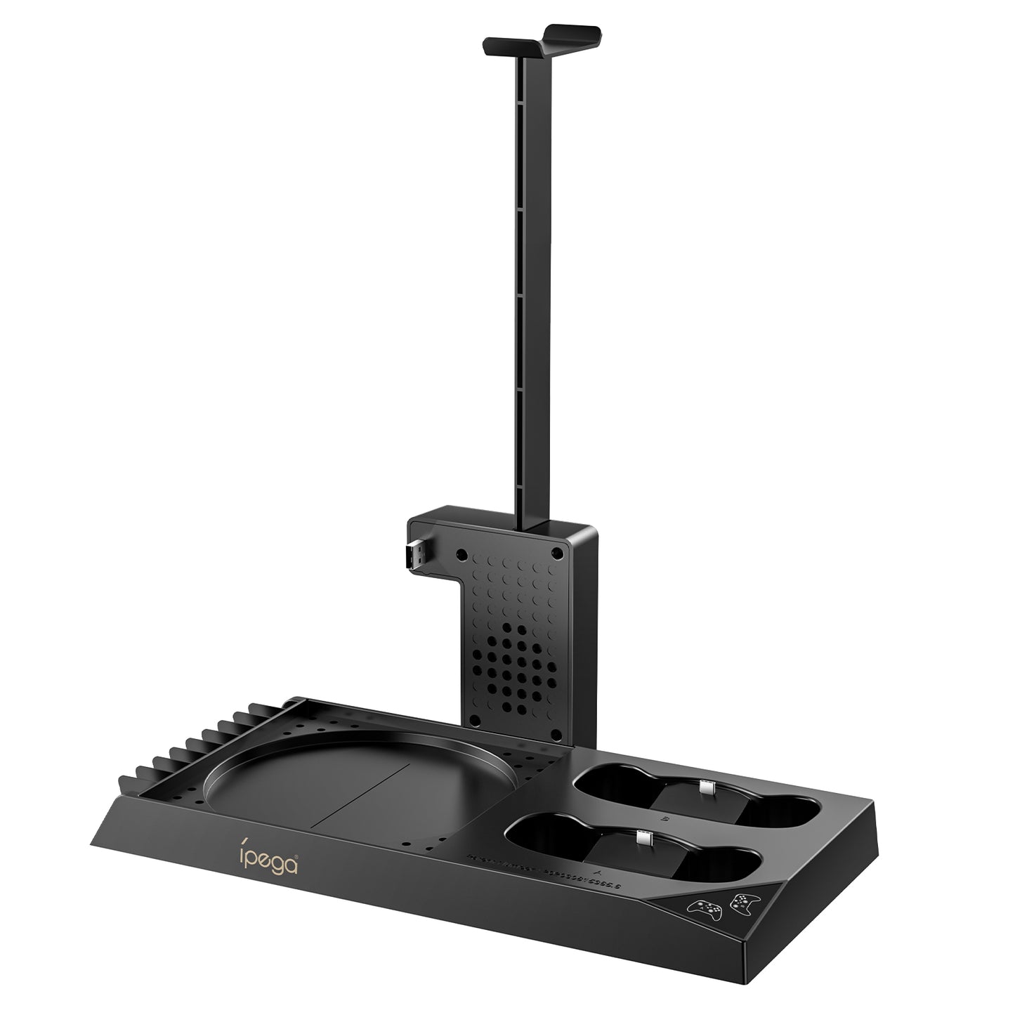 FASTSNAIL Vertical Stand Cooling Fan for Xbox Series X with 2 Pack 1400mAh Rechargeable Batteries, Charging Station for Xbox Series X/S Controller with Game Slot and Headset Stand-Not for Xbox One S/X