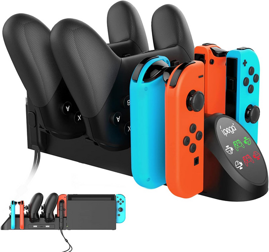 Charging Dock Compatible with Nintendo Switch Pro Controllers and for Joy Cons & OLED Model for Joycon,Multifunction Charger Stand for Switch with 2 USB 2.0 Plug and 2.0 Ports
