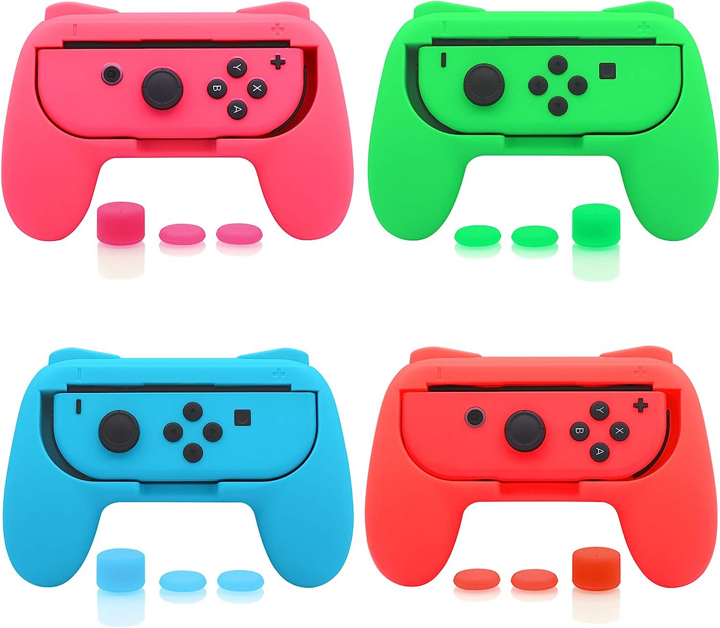 4 Pack Grips Kit Compatible with Nintendo Switch for Joy Con, Wear-Resistant Grip Controller for Joy con & OLED Model with 12 Thumb Grip