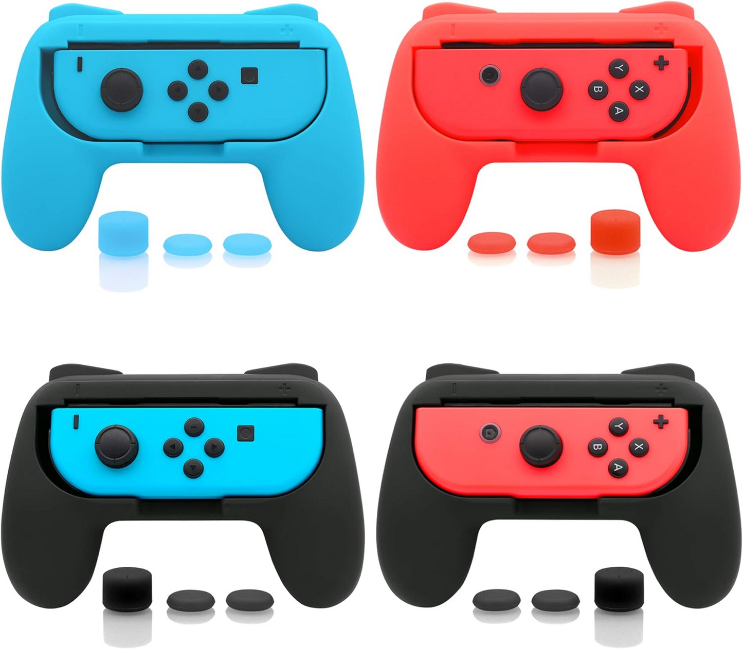 4 Pack Grips Kit Compatible with Nintendo Switch for Joy Con, Wear-Resistant Grip Controller for Joy con & OLED Model with 12 Thumb Grip