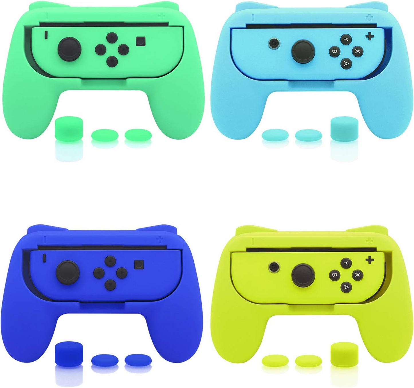 4 Pack Grips Kit Compatible with Nintendo Switch for Joy Con, Wear-Resistant Grip Controller for Joy con & OLED Model with 12 Thumb Grip