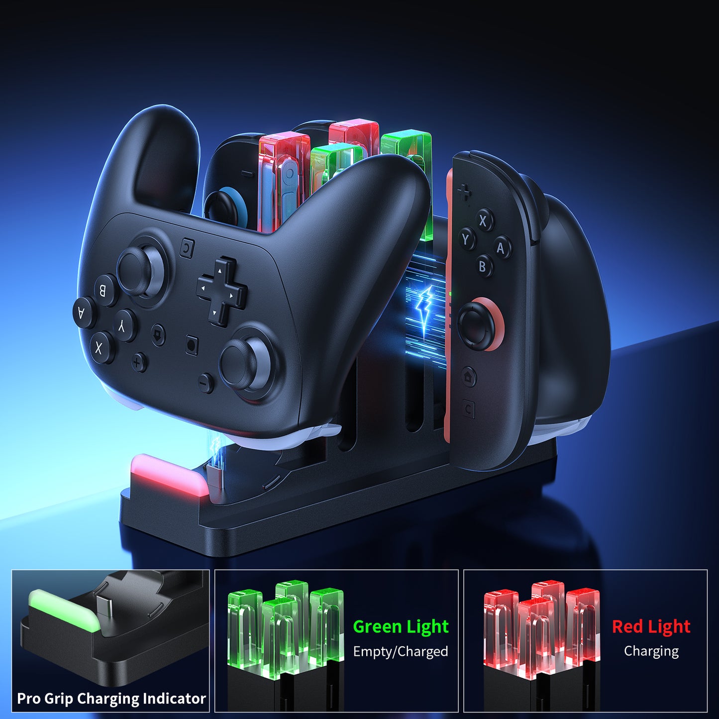 FASTSNAIL Charging Dock Compatible with Switch 2 for Joycon 2 and Switch 1/2 Pro Controller