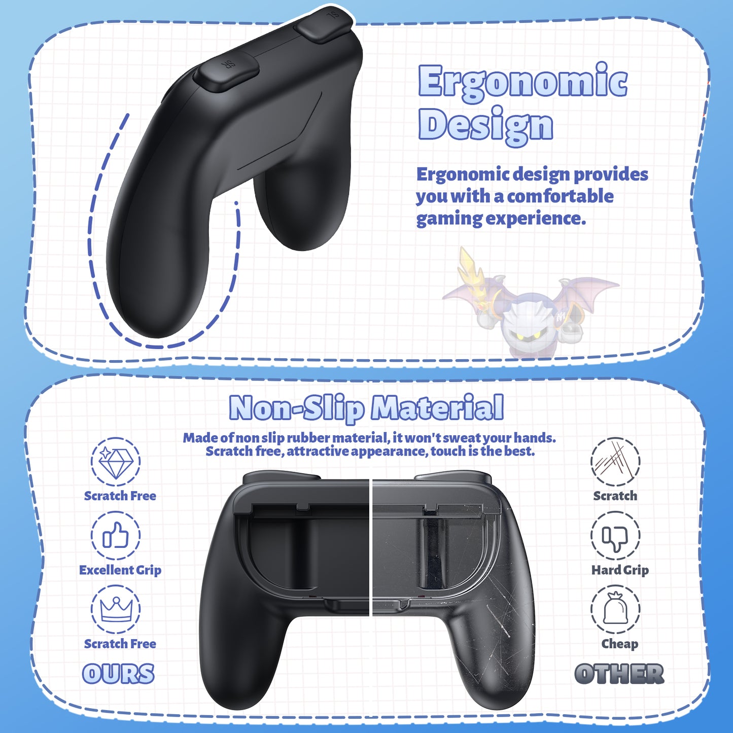 FASTSNAIL Grips for Nintendo Switch 2 (2025) for Joy-Con 2, Wear-Resistant & Anti-Slip Switch2 Controllers Grips Handle Kit