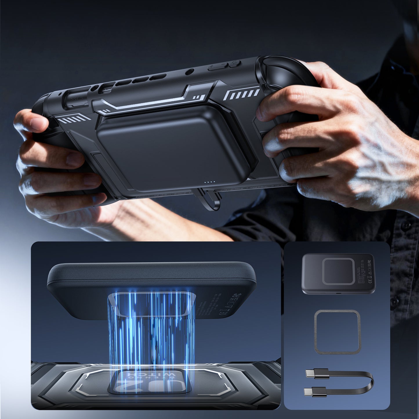 FASTSNAIL Switch 2 Protective Cover with 10,000mAh PD 20W Fast Charging Power Bank