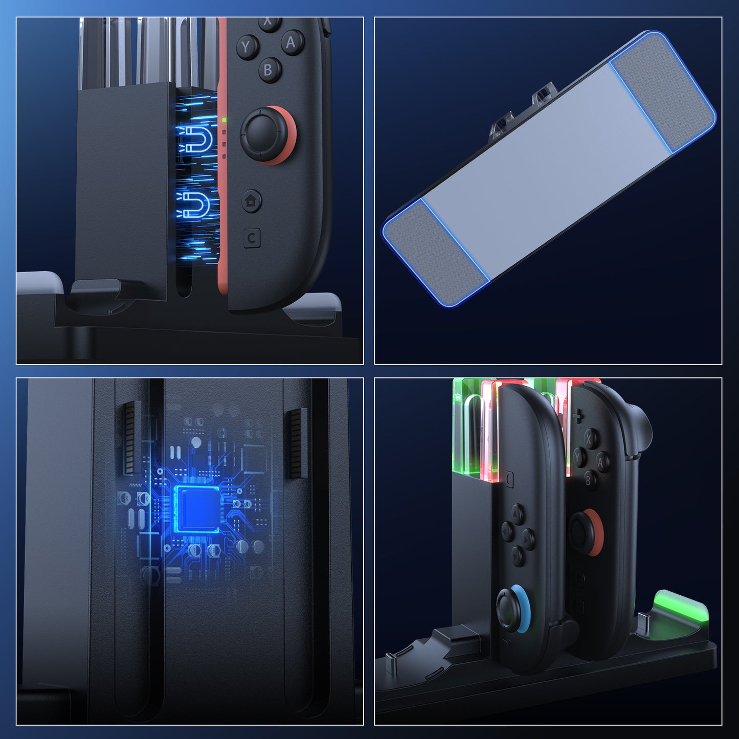 FASTSNAIL Charging Dock Compatible with Switch 2 for Joycon 2 and Switch 1/2 Pro Controller