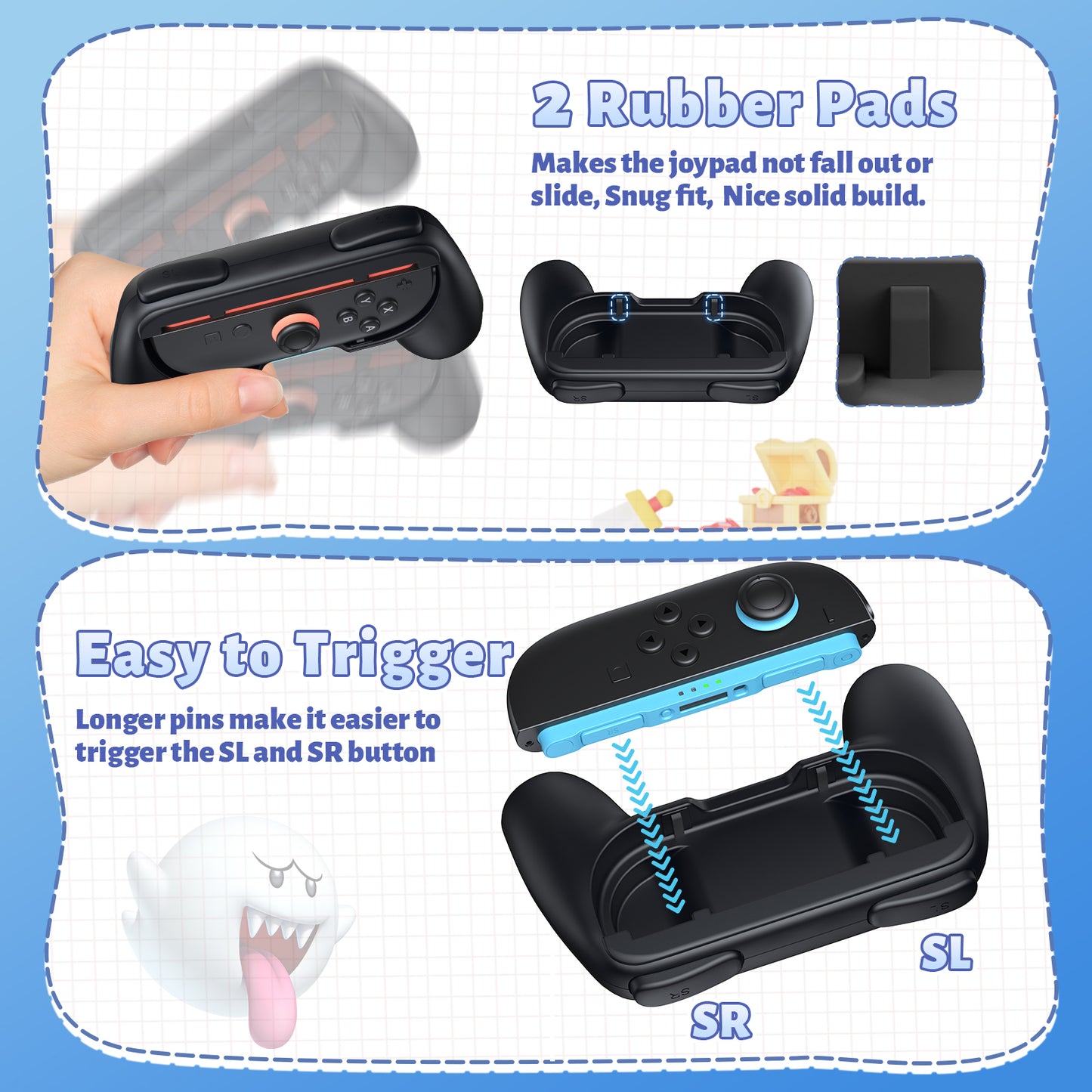 FASTSNAIL Grips for Nintendo Switch 2 (2025) for Joy-Con 2, Wear-Resistant & Anti-Slip Switch2 Controllers Grips Handle Kit