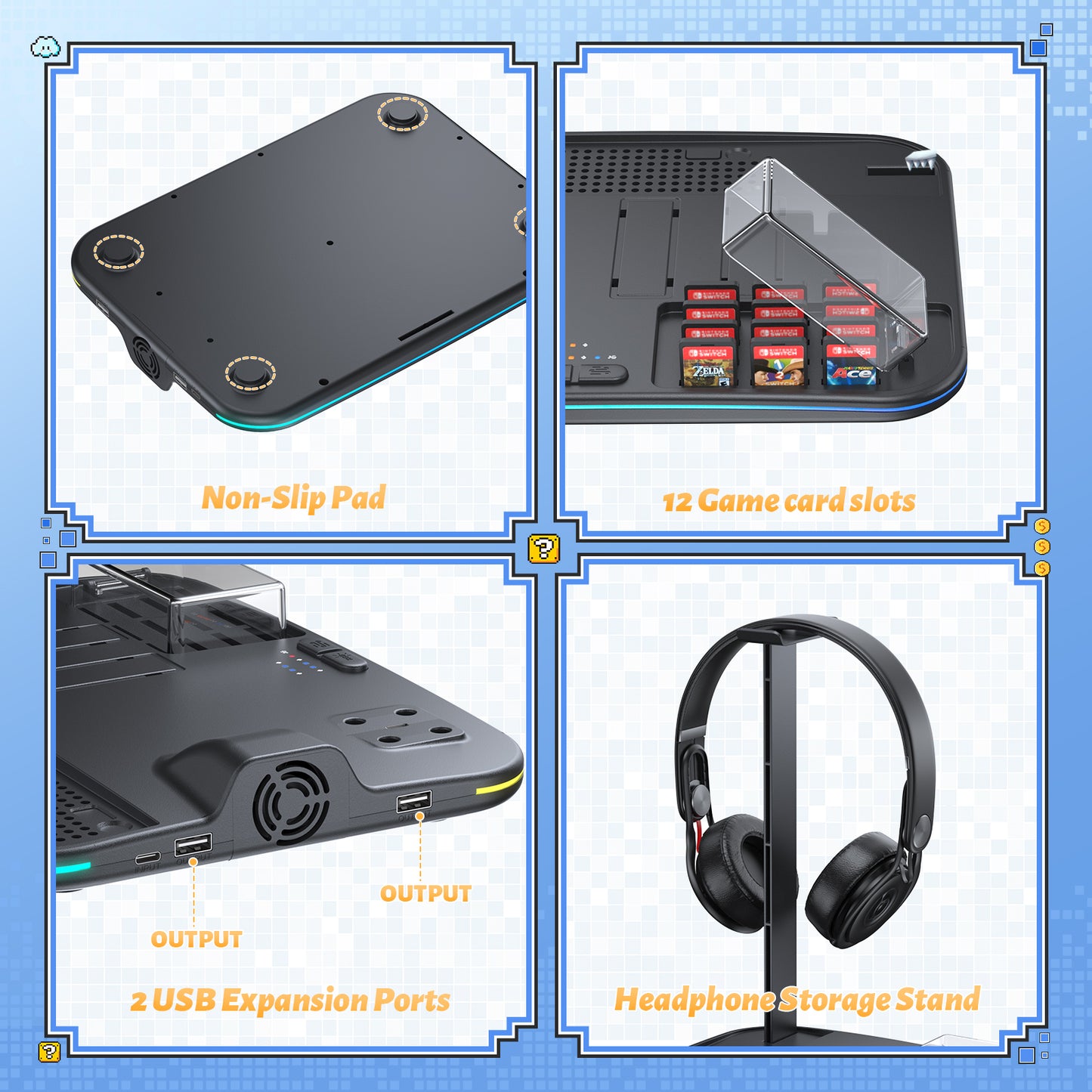 [Switch 2/1 Compatible] FASTSNAIL Charging Dock & Orgainzer Station & Cooling Fan for Nintendo Switch 2/1/OLED