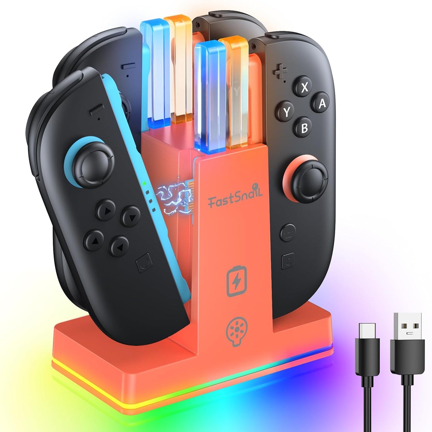 FASTSNAIL Charging Dock for Nintendo Switch 2(2025) Accessories for Nintendo Switch 2 with 9 RGB Light (Black)