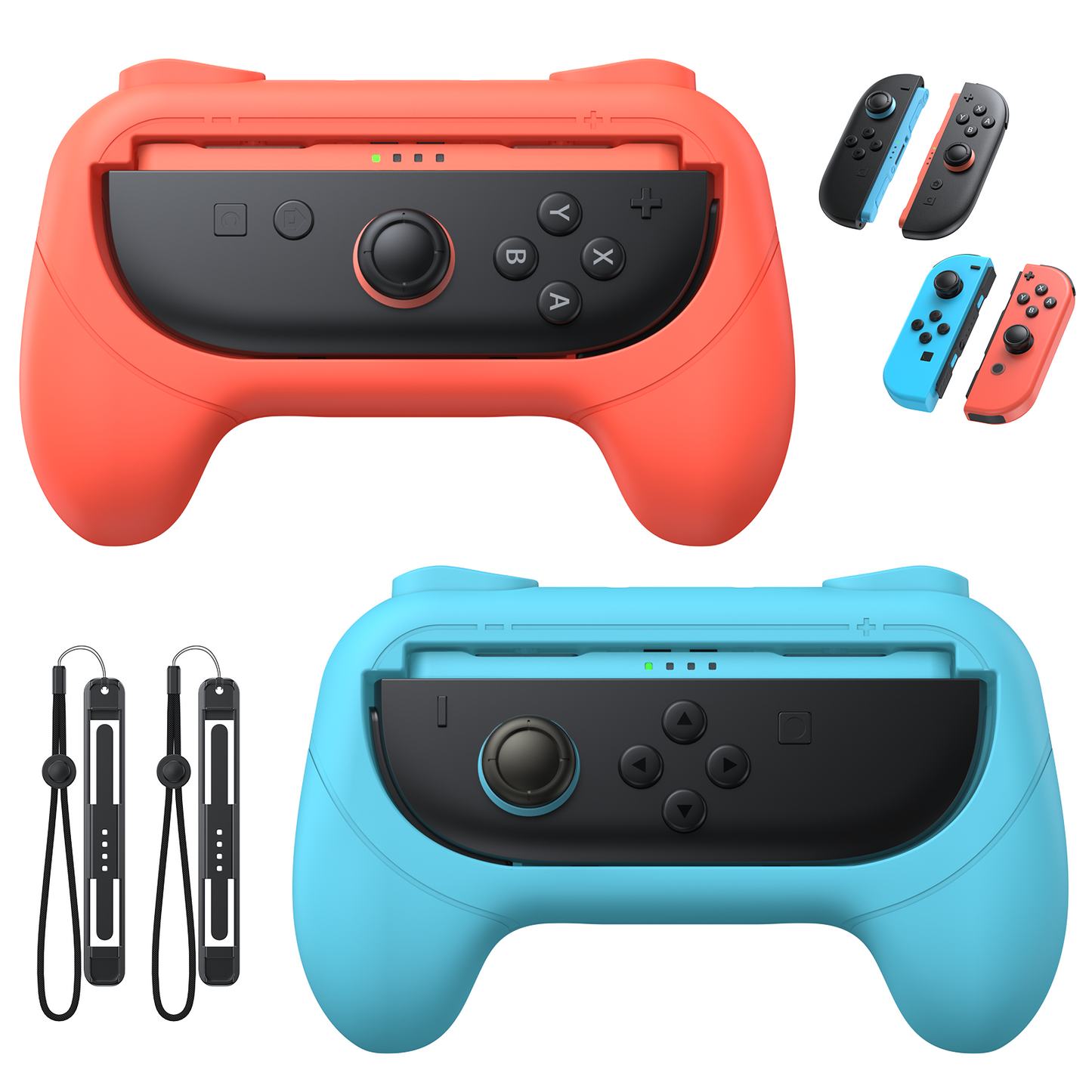 [Switch 1/2 Compatible] FASTSNAIL Handle Grips for Nintendo Switch Joy-Con 2(2025) /1/OLED, Accessories for NS2/1 (Blue,Orange)