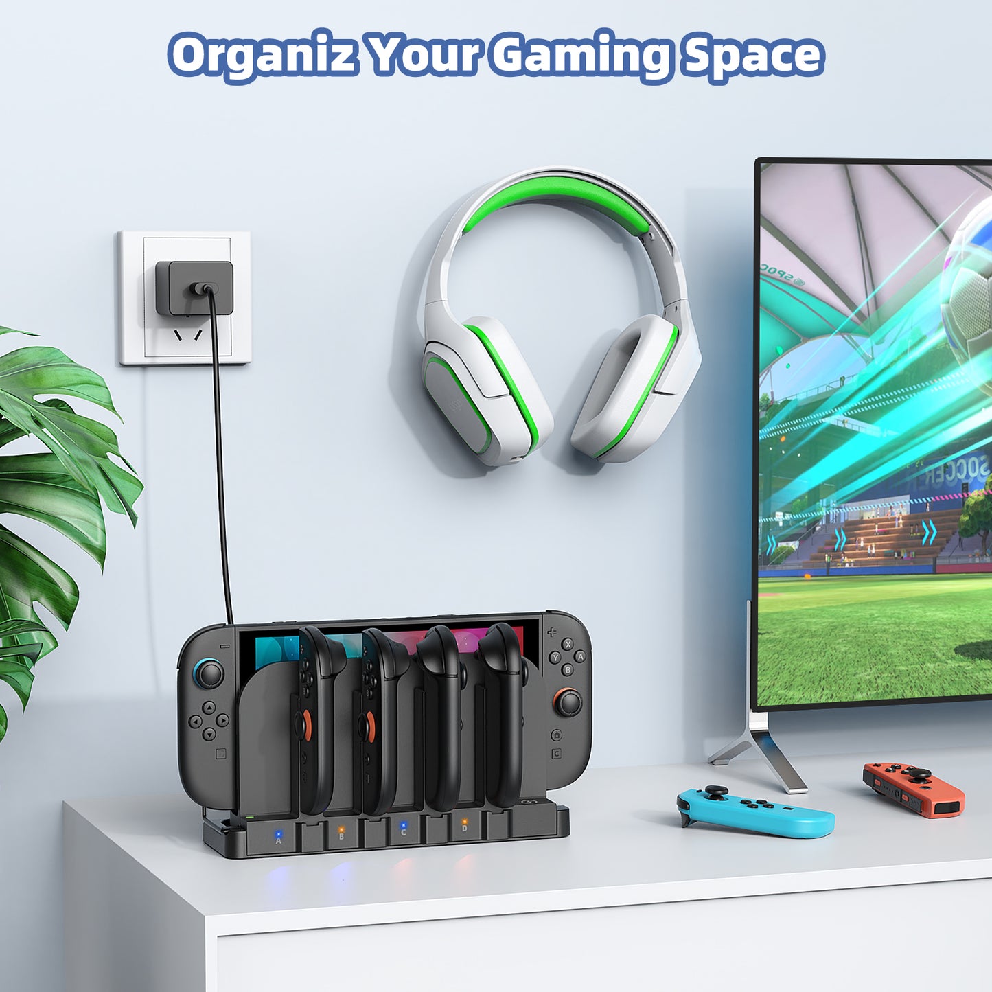 [Switch 1/2 Compatible] FASTSNAIL 9-in-1 Controller Charger for Nintendo Switch 2 2025 & Original & OLED Controller, Fast Charging Dock for Switch 2 Joycon Accessories