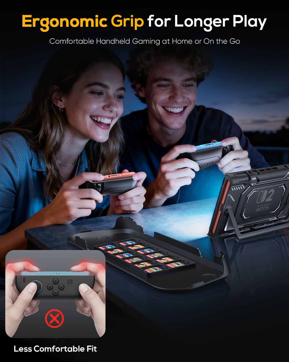 FastSnail Nintendo Switch 2 grip case with an ergonomic design for comfortable handheld gaming