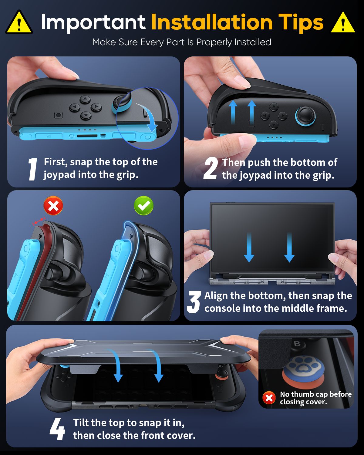 FastSnail Nintendo Switch 2 grip case installation guide